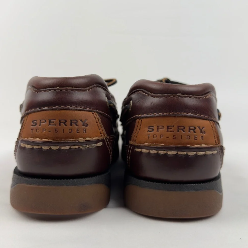 Brown Leather Boat Shoes Classic Moc Toe Sz 10.5M Sperry Top-Sider Coastal Prep